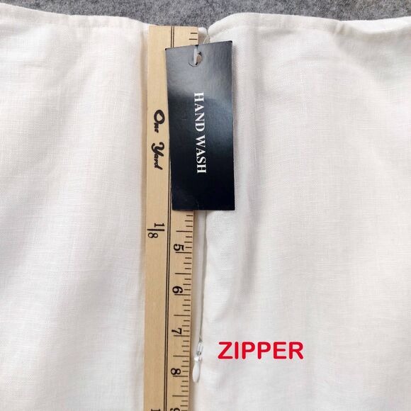 Nygard Collection Linen Skirt Size 14 White Black Embroidered Boho Midi Paisley - Picture 5 of 8